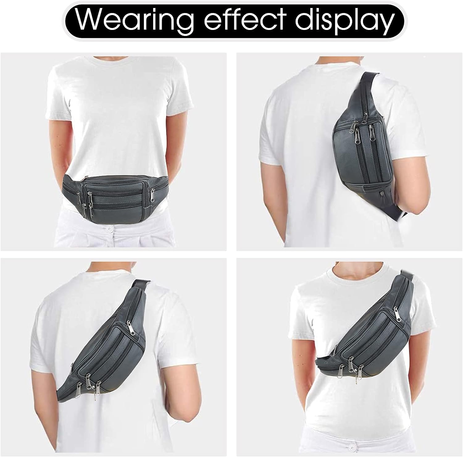 Fanny Pack Outdoor travel leather Fanny pack,Cowhide Leather Large Size 7 Pockets waist bag.Suitable for outdoor mountaineering, travel, camping, cycling, running, etc. - Image 9